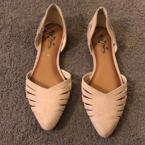 Self Esteem Shoes - Cream suede flat shoes